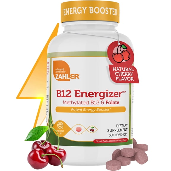 Zahler Kosher B12 Energizer 1000 Mcg Cherry Flavor – Vitamin B12, Kosher Certified, 360 Lozenges, Delicious Cherry, Convenient Daily Use, B12 Vitamins