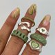 thumbnail image 3 of Juego De 6 Anillos De Resina De Metal Vintage Amor Corazón Conjunto Para Las Mujeres Moda Verde Joyería De, 3 of 4