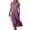 Purple, variant on Summer Plus Size Dresses for Womens 2025 Fashion Solid Color Cotton Linen Short Sleeved V-neck Dress Skirt