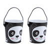 Black Panda Animal Tin Pail, 4x4x4.625 in. Adorable Animal Lover Party Favor Tin Pails Candy Holder Weddings, Kids Birthdays, Showers, Circus Party - Pack of 2