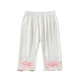 thumbnail image 2 of CYRBOKO Capri Leggings for Toddler Girls, Elastic Waist Casual Breathable Stretch Tight Bottoms White Size 2-3 T, 2 of 3