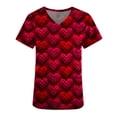 thumbnail image 4 of Valentine's Day Savings Clearance 2024! TAGOLD Women Scrub Tops, Print Scrub Tops, Women Valentine Day Short Sleeve V-neck Tops Printed Pockets Blouse Nursing, 4 of 5