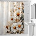 thumbnail image 4 of White Flowers Leaves Fabric Shower Curtain Vintage Plant Washable Shower Curtains for Bathroom, Waterproof Bath Curtain with Hooks Home Decor 72x84in, 4 of 8