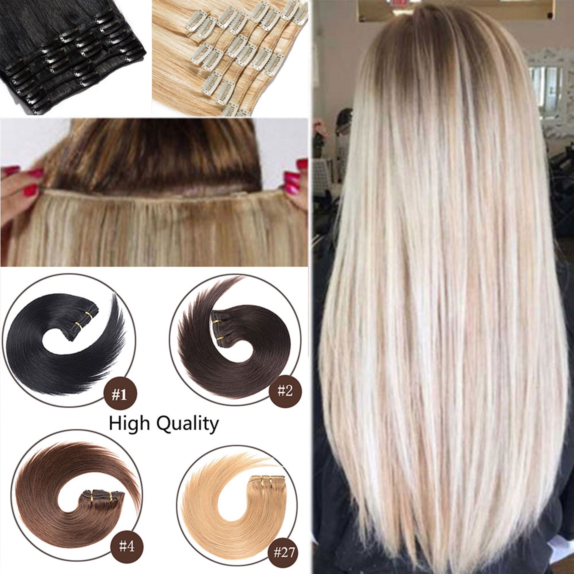 5 Colors Human Hair Wig Hair Extensions in Personal Care Clip in Long
