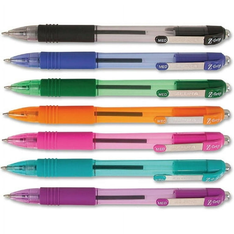 Zebra Z-Grip Retractable Ballpoint Pen, Medium (1.0 mm), Assorted - 7 pack