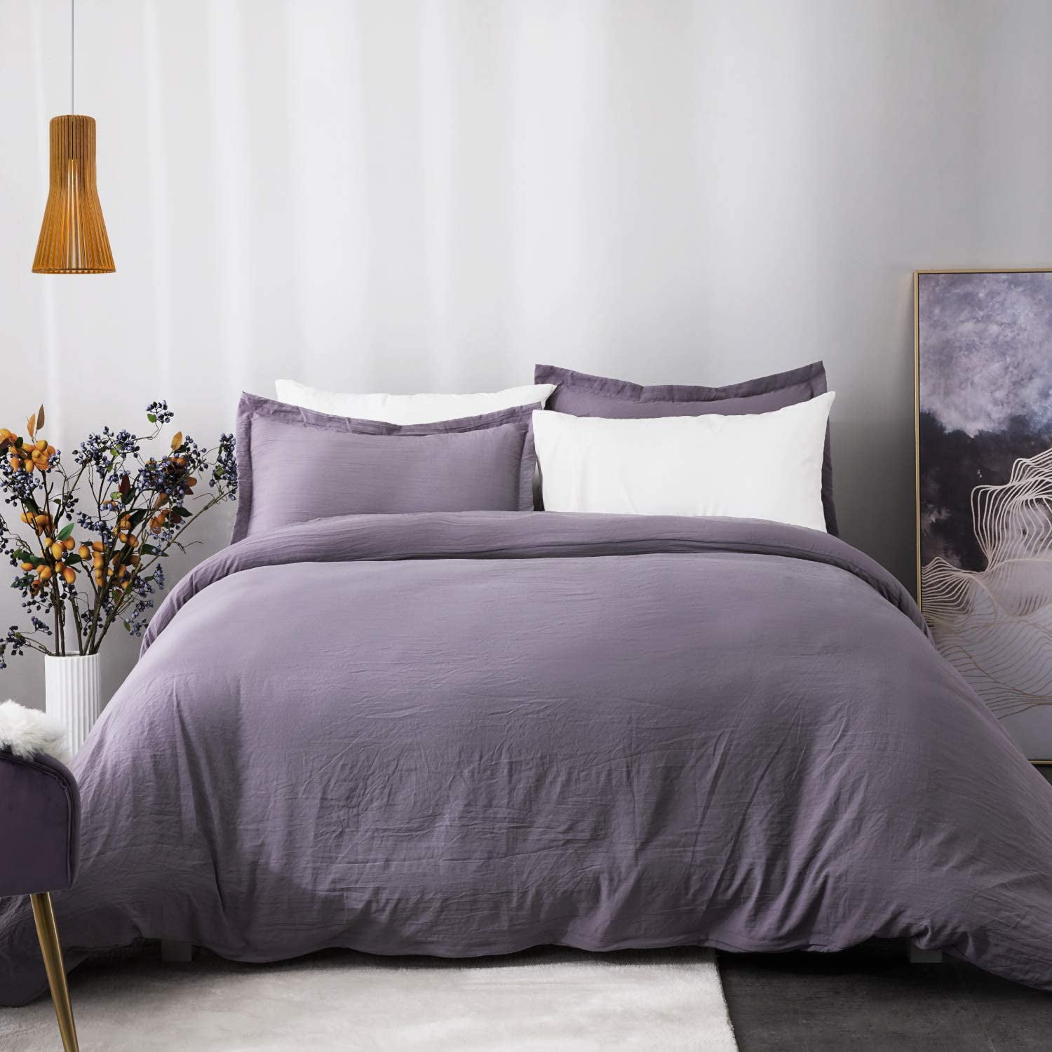 Details about   Purple Bed Sheet 100% Cotton Flat Sheet Pillowcase Cover For Home Dressing 