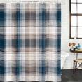 thumbnail image 3 of Blue Brown Plaid Waterproof Fabric Shower Curtain,Modern Abstract Striped Gingham Checked Waterproof Fabric Shower Curtain for Bathroom Curtains Bathtubs Shower Curtains with 12 Hooks Standard 66x72, 3 of 8