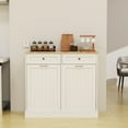 thumbnail image 2 of Gzxs Double Tilt Out Trash Cabinet with 2 Drawers, Recycling Freestanding Kitchen Trash Cabinet, 39.37"L x 13.78"W x 35.34"H, White, 2 of 8