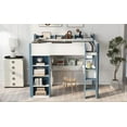 thumbnail image 6 of Generic Full Size Wood Loft Bed with Built-in storage shelves, Clothes rails and desk, White+Blue, 6 of 9