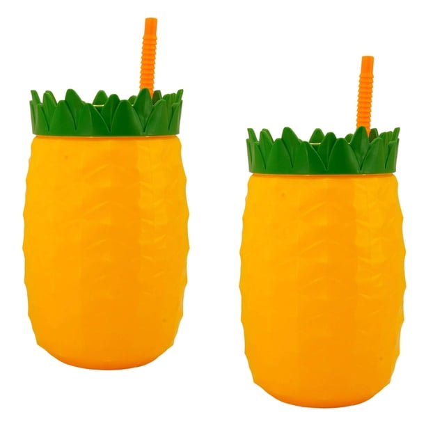 Hawaiian Tiki Party Pineapple Tumbler With Lid And Straw (2 Pack, 64 oz