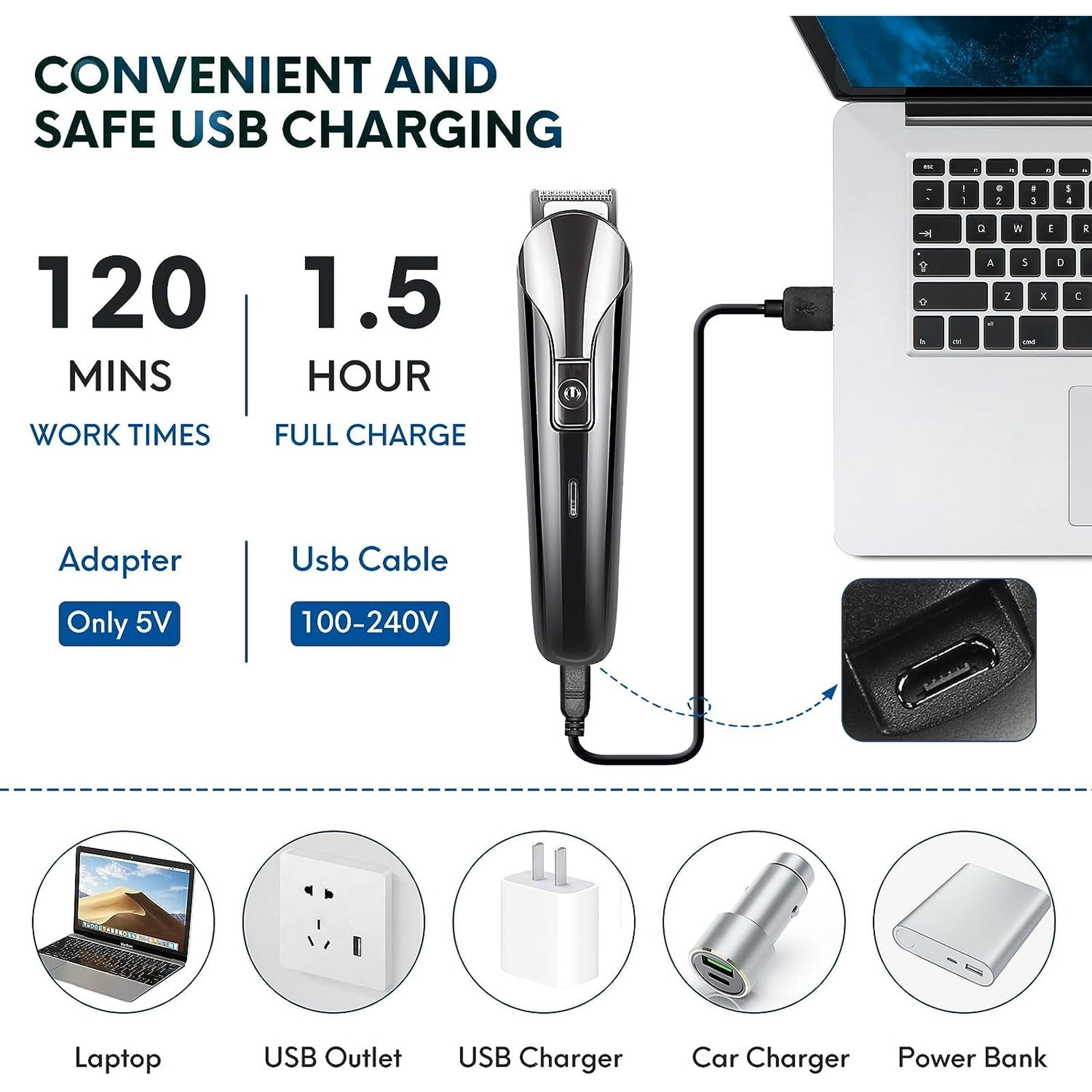 5 in 1 Hair Trimmer, Beard Trimmer for Men, Waterproof Electric Razor, Cordless Shavers, Hair Clippers for Mustache Groin Body Hair, Painless Hair Removal, Grooming Kit for Men, Black