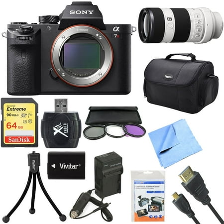 Sony a7R II Full-frame Mirrorless Interchangeable 42.4MP Camera w/ 70-200mm Lens Bundle Includes a7R II Camera, 70-200mm Lens, 72mm Filter Kit, 64GB SDXC Memory Card, Card Reader and Much More!