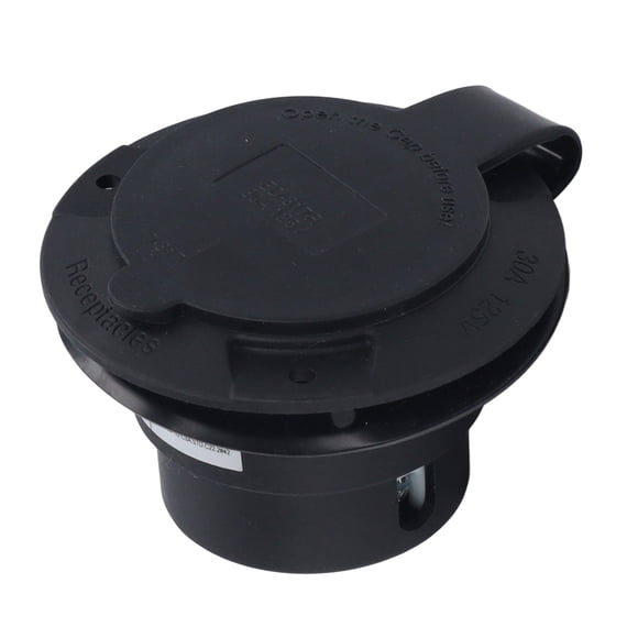 30A Flanged Outlet, PVC 125V Flanged Power Outlet Leakproof Electrical Locking Receptacle Erosion Resistant 3750W with Weatherproof Cap for 10 AWG Wiring Gauge