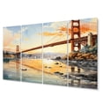 thumbnail image 2 of Designart "Golden Gateway Orange Bridge V" Bridges Metal Wall Decor Set, 2 of 5