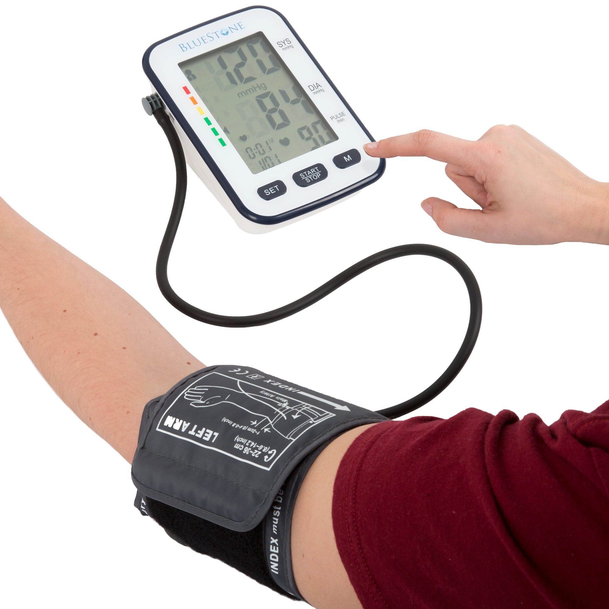 Ruiboury LCD Display Upper Arm Blood Pressure Monitor Meter Digital Voice Pressure Tester 