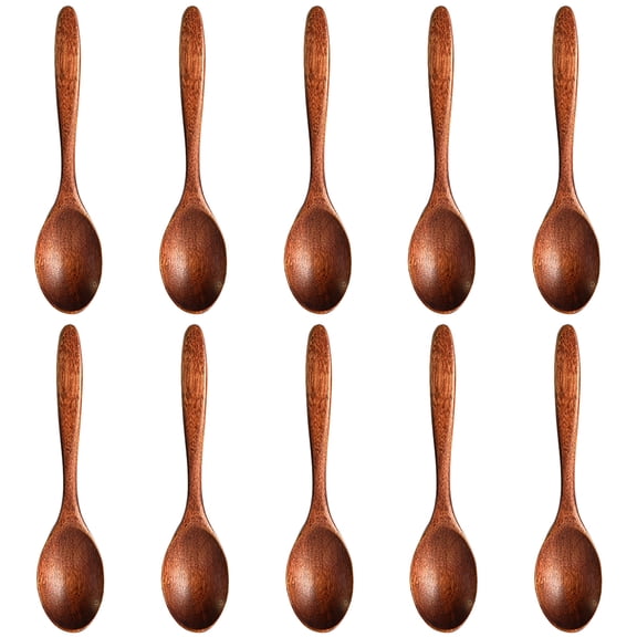 Set of 10 Small Wooden Spoons for Kitchen, Coffee, Tasting, Salt Scoops, and Jars - and Multi-Purpose Wooden Utensils