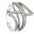 thumbnail image 4 of Clear CZ Wave Criss Cross Wide Ring .925 Sterling Silver Band White Jewelry Female Size 6, 4 of 4