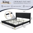 thumbnail image 4 of King Size Upholstered Bed Frame,40.9" High Headboard,Strong Metal Frame,Wooden Slats Support,No Box Spring Needed,Easy Assembly,Linen Fabric,Black, 4 of 10