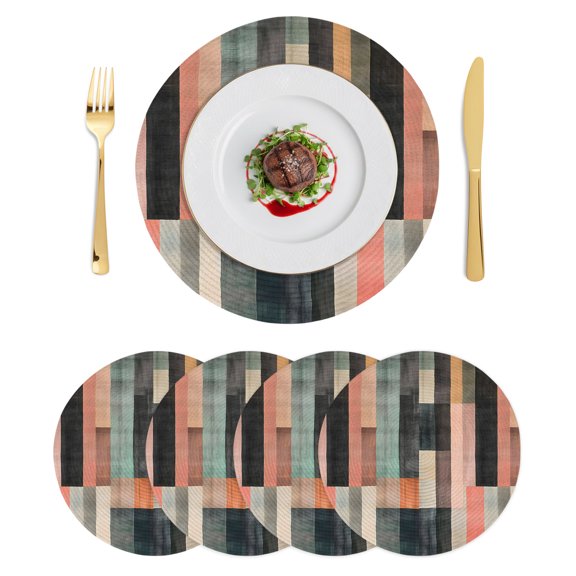 Round Placemats Colorful Stripes 15 inch Set of 4 Table Mats for Dining Table Modern Art Striped Heat Resistant Non-Slip Kitchen & Home Decorative Place Mat Set