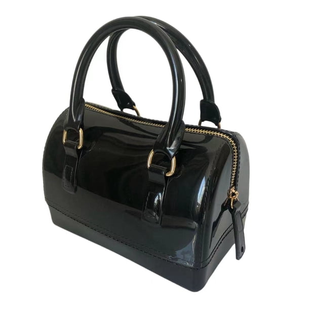 MIFORINES Bolso de mano con asa superior en forma de almohada de gelatina de verano para mujer, bolso de cristal transparente de Color caramelo