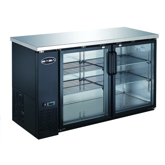 Heavy Duty Commercial Black Back Bar Cooler with 2 Glass Doors (24" depth 60" length)