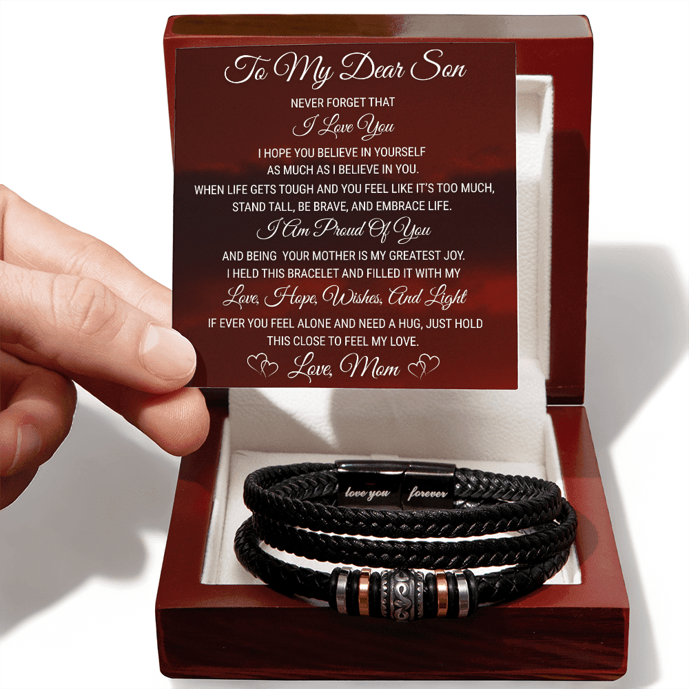 To My Son - Love You Forever Bracelet, Jewelry for Men with Heartfelt Message Card for Birthday, Graduation, or Christmas, Sentimental Gift from Mom