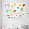 thumbnail image 1 of Birthday Decorations Tapestry, Watercolor Set for Celebration Flags Surprise Box Balloons Happy Wish, Wall Hanging for Bedroom Living Room Dorm Decor, 80W X 60L Inches, Multicolor, by Ambesonne, 1 of 2