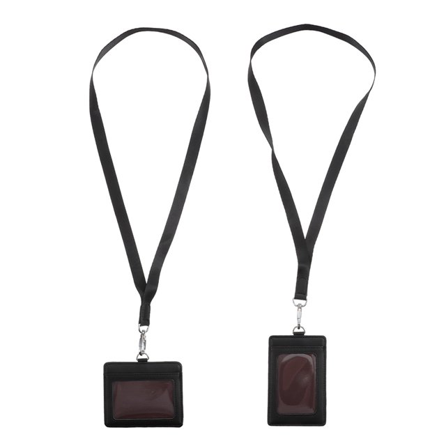 Shisuyan Porte-Cartes d'Identité de Bureau Porte-Cartes d'Identité PU Noir 2Ensemble