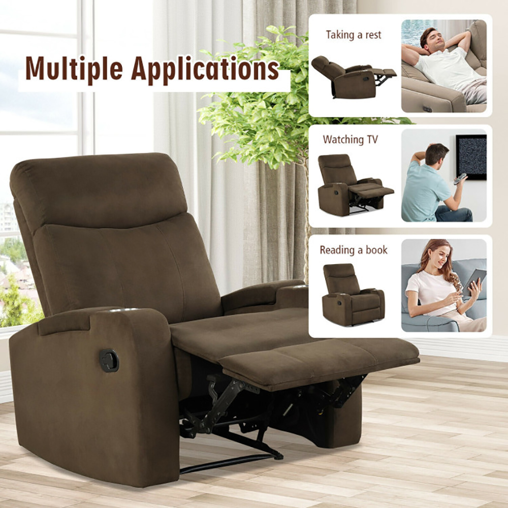 Finihen Recliner Chair, Single Sofa Lounger with Arm Storage and Cup Holder, for Living Room, Bedroom, Coffee Finihen Recliner Chair, Single Sofa Lounger with Arm Storage and Cup Holder, for Living Room, Bedroom, Coffee