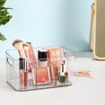 thumbnail image 3 of Paquete de 2 contenedores de plástico transparente con 5 compartimentos, suministros de arte divididos, organizador de maquillaje cosmético, contenedor de almacenamiento multiusos para tocador, baño,, 3 of 5