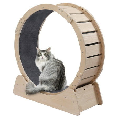 Pet Cat Running Wheel Exercise Treadmill Climbing Wood Furniture Carpet 96cm