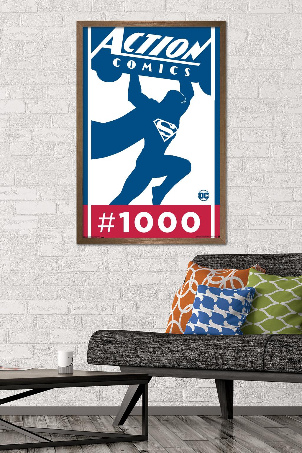 DC Comics - Superman - Action Comics 1000 Wall Poster, 22.375" x 34", Framed