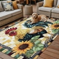 thumbnail image 2 of Fsddascl Vintage Rooster Outdoor Rug for Patio/Deck/Porch, Non-Slip Large Area Rug 5 x 8 Ft, Sunflower Animals Plaid Farmhouse Indoor Outdoor Rugs Washable Area Rugs, Reversible Camping Rug Carpet, 2 of 5