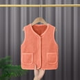 thumbnail image 4 of Leey-World Puffer Vest Girls Vest for Teen Girls Cute Lightweight Fleece Warm Button Down Sleeveless Jacket Youth Fall Winter(Orange,5-6 Years), 4 of 4