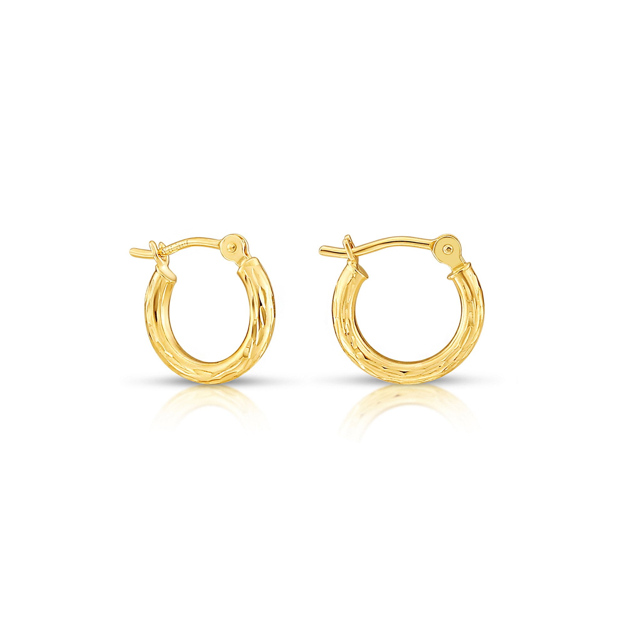Small Oval Heart Huggie Hoop Earrings Solid 14k Yellow White Gold Diamond Cut 