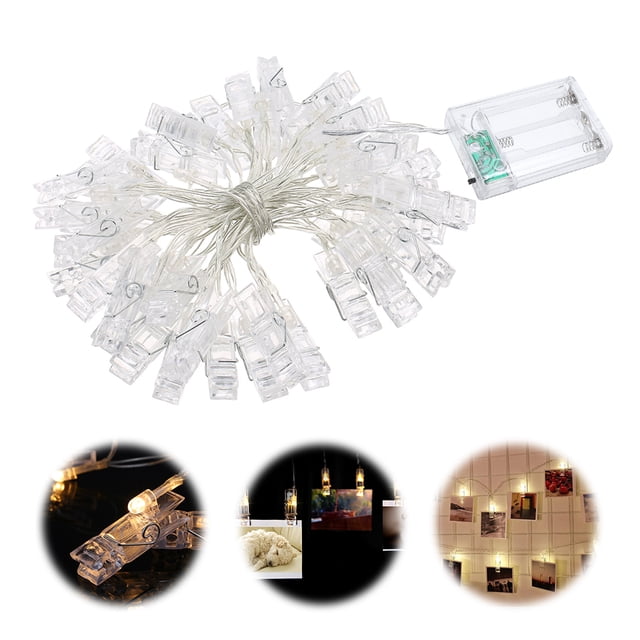 40 LED Photo Clip String Light Batterys Powered 5M 16.4FT para TFixol Luz de cadena