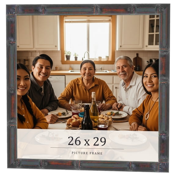 26x29 Frame Brown Bamboo with Dark Coffee/Walnut Finish | Solid Wood Picture Frame Width 0.75
