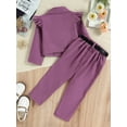 thumbnail image 4 of Bagilaanoe 2pcs Toddler Baby Girl Long Pants Set Long Sleeve Lapel Jacket Outwear + Trousers with Belt Bag 1T 2T 3T 4T 5T 6T Kids Casual Fall Outfits, 4 of 9