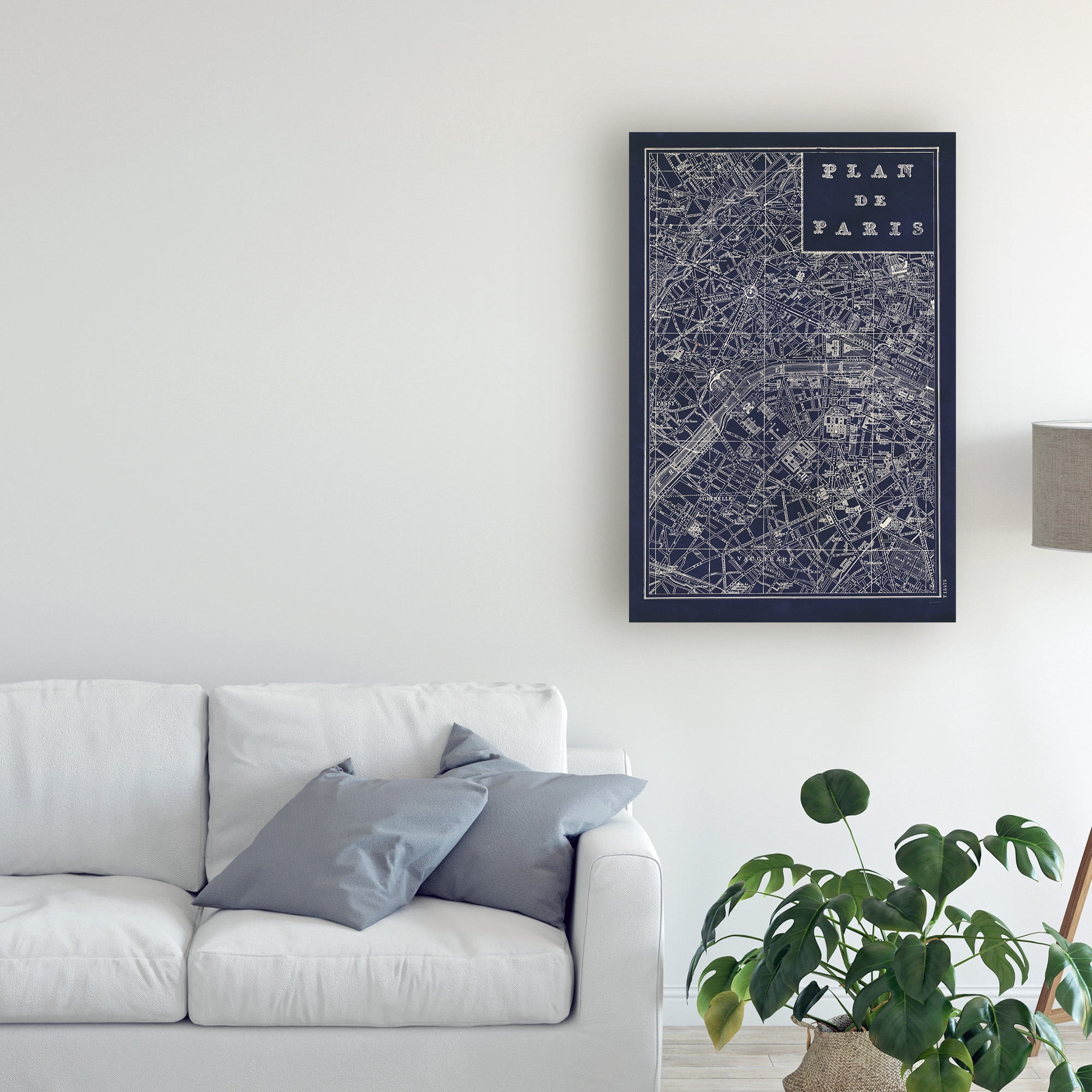 Trademark Fine Art 'Blueprint Map Paris' Canvas Art by Sue Schlabach