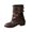 Brown Boots, variant on Round Toe Double Buckle Slouch Mid Calf Boots Women Leather Block Heel Boots for Evening Black 42