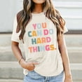 thumbnail image 2 of Teacher's Day Women's Casual Letter Printed T Shirt School Season Motivational Crewneck Tee Versatile Top, 2 of 4