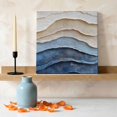 thumbnail image 2 of Ships Next Day Canvas Wall Art 8"x8", Blue Beige Wood Framed Canvas Print Painting, Coastal Wave Modern Abstract Art Ready to Hang Small Picture Wall Decor for Home Bathroom Nursery Kitchen, 2 of 8