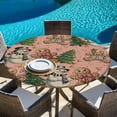 thumbnail image 6 of Pink Christmas Round Tablecloth, Fitted Table Cover with Elastic for 45"-54" Round Tables, Xmas Tree Gingerbread Snowman Winter Table Cloth Outdoor Indoor Dinning Party Waterproof Tablecloths, 6 of 7