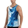 thumbnail image 2 of Pofeuu Blue White Fluid Art Print Men's Workout Tank Tops Sleeveless Muscle Gym Shirt Quick Dry-X-Large, 2 of 7