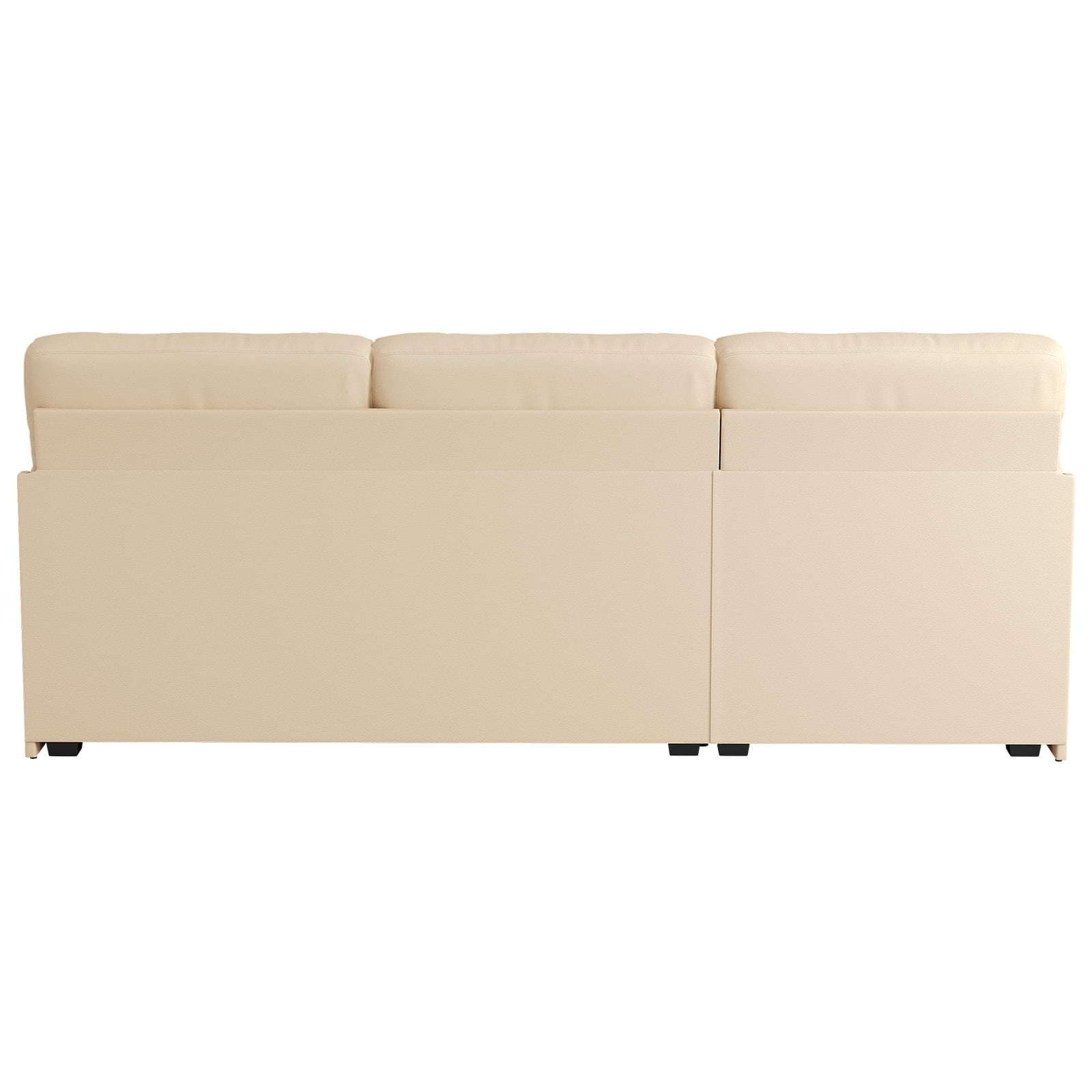 COPIAE 80” L Shaped Sofa Sleeper, 2 in 1 Pull Out Sofa Bed with Upholstered Cushion, Faux Leather Couch with Storage& Removable Armrest, Modern Comfort Sectional Couch Bed for Living Room Bedroom