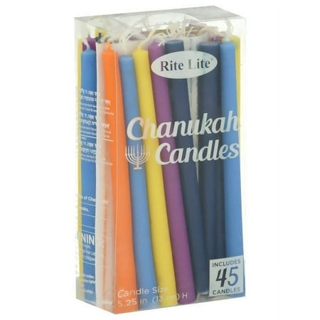 Rite Lite Deluxe Multicolor Hanukkah Candles, 45-Pack