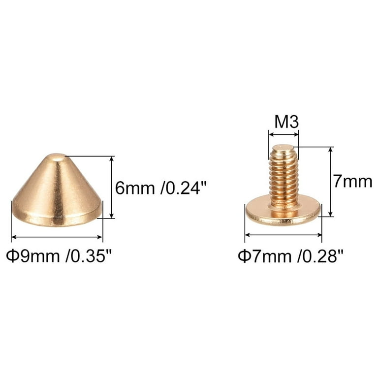 9x6mm Screw Back Rivets Solid Leather Studs Gold Tone 20 Sets