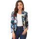 thumbnail image 1 of Allegra K Chaqueta abierta de la chaqueta del traje de la cosecha del trabajo de la oficina del frente de las mujeres Gris Azul-Floral S, 1 of 6
