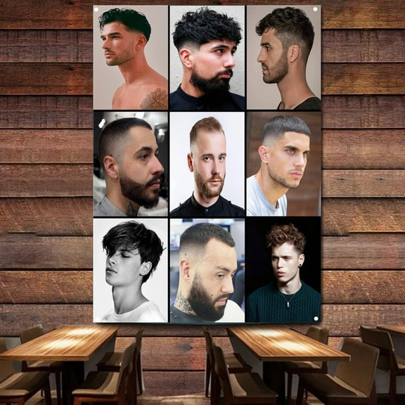 New Popular Men's Tattoos Hairstyle Poster Wall Charts Barber Shop Wall Decor Banner Flag Haircut & Shave Service Signboard 38" x 57"