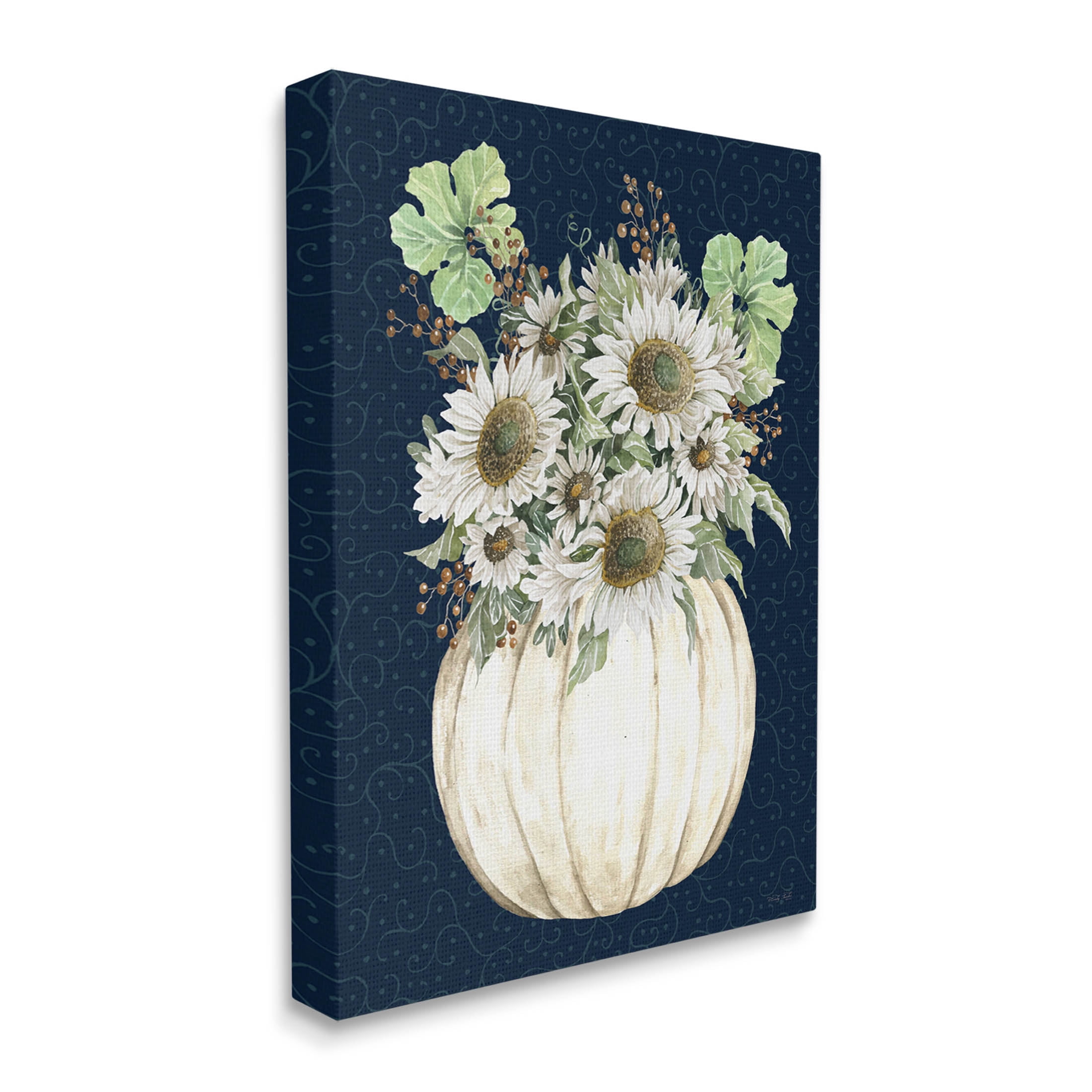 Autumn Foliage Pumpkin Bouquet Botanical & Floral Graphic Art Gallery Wrapped Canvas Print Wall Art